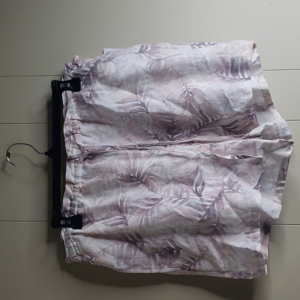 Cloth & Stone Palm Print High Rise Drawstring Elstatic Waist Linen Shorts Large - Picture 3 of 7